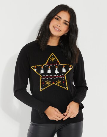 Threadbare Sweater 'THB Xmas' in Black: front