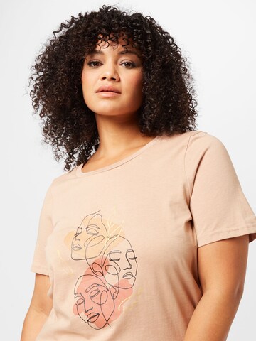 Zizzi T-Shirt 'DANNA' in Beige