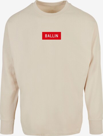 Mister Tee Shirt 'Ballin Box' in Beige: voorkant