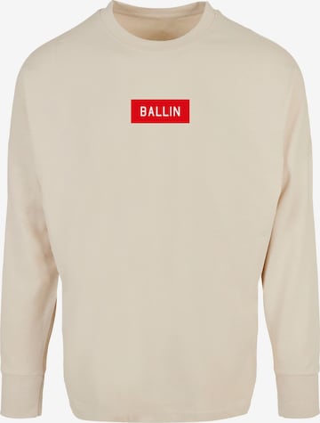 T-Shirt 'Ballin Box' Mister Tee en beige : devant