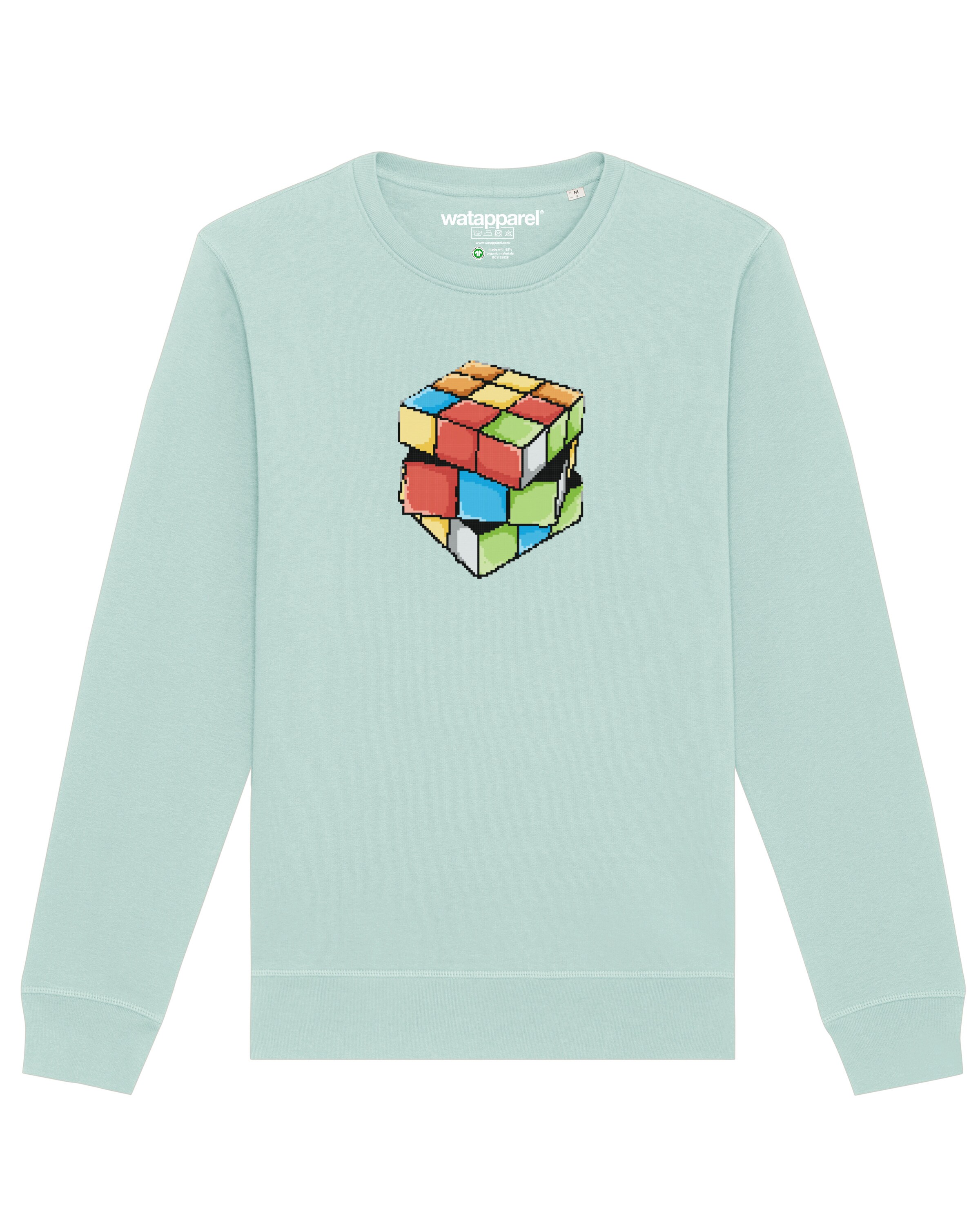 Watapparel Sweatshirt ' Pixel Zauberwürfel ' in Blauw: voorkant