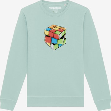 Watapparel Sweatshirt ' Pixel Zauberwürfel ' in Blau: Vorderseite