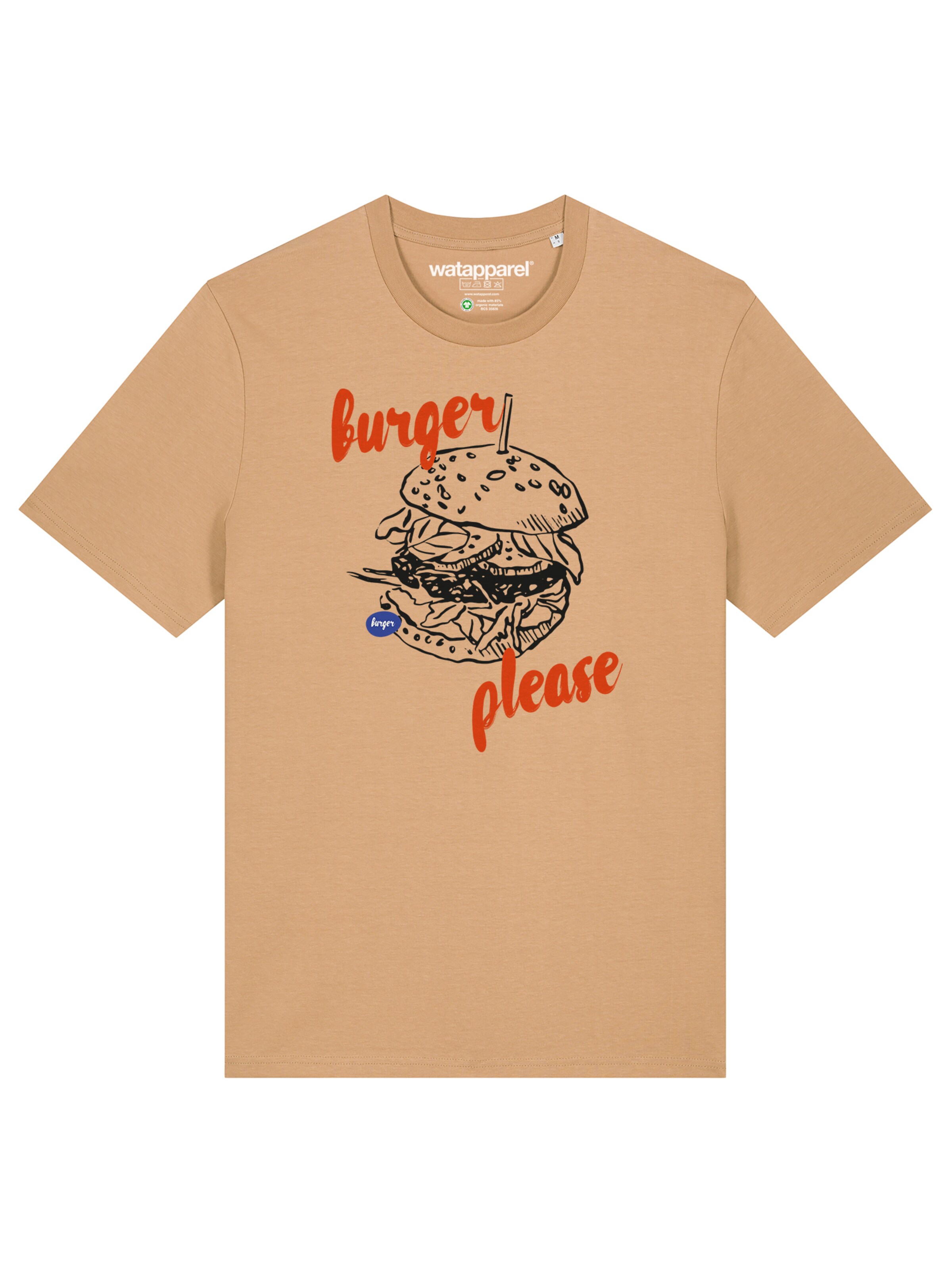 Watapparel Shirt 'Burger Please' in Beige: front