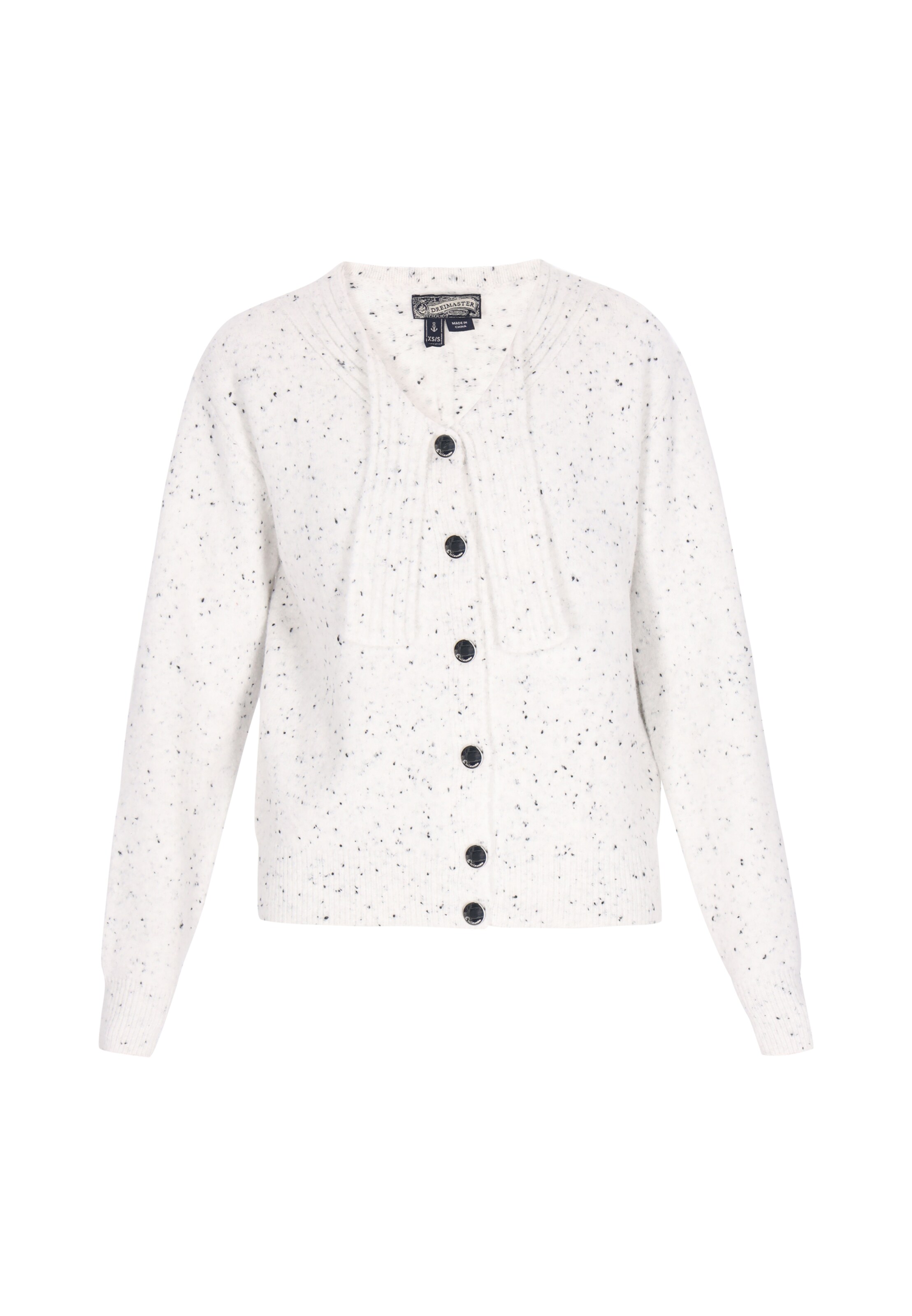Geacă tricotată de la DreiMaster Vintage pe alb: față