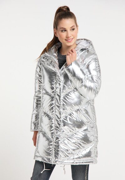 MYMO Winter Coat in Silver, View model