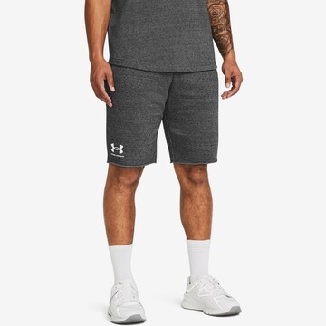 UNDER ARMOUR Regular Workout Pants 'Rival Terry' in Grey: front