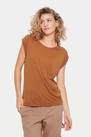 T-shirt SAINT TROPEZ en marron : devant