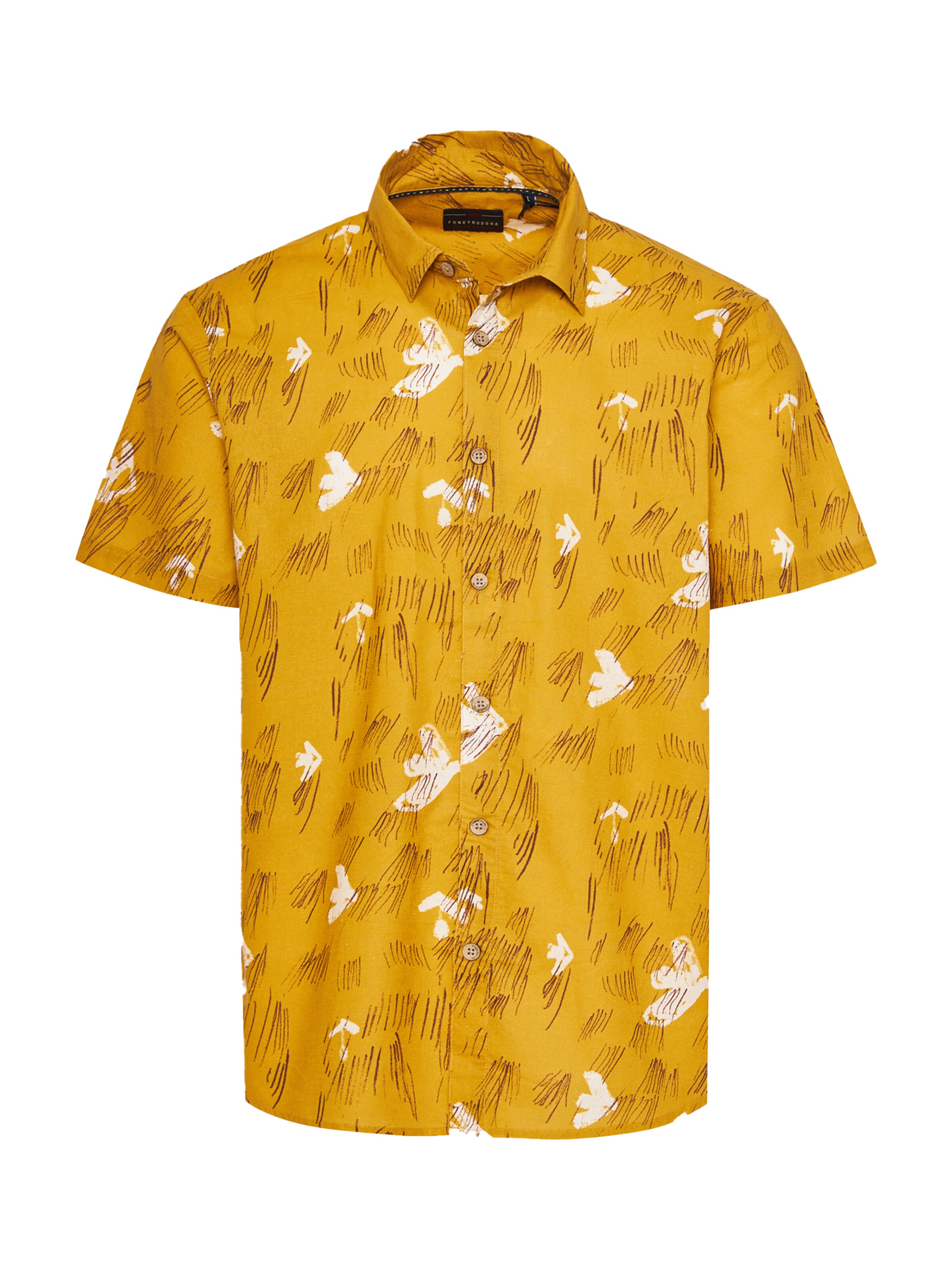 Funky Buddha Comfort Fit Риза в жълто: отпред