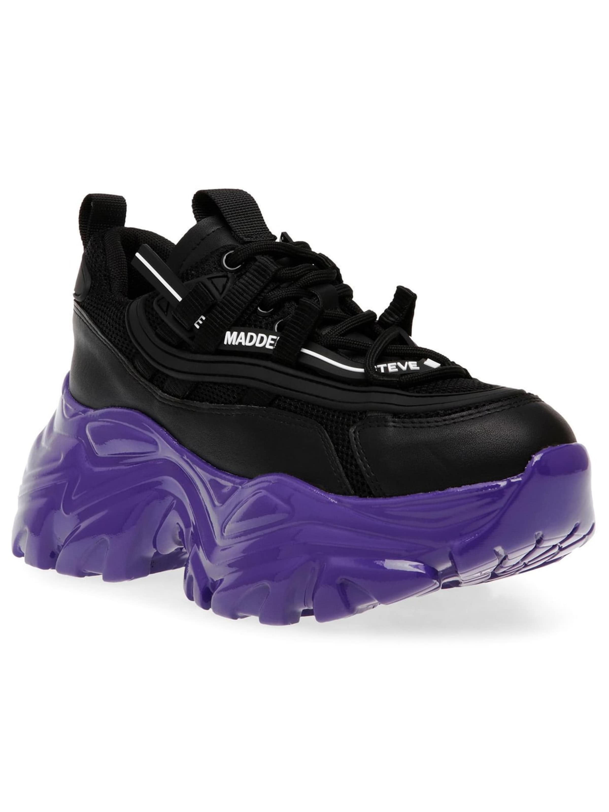 STEVE MADDEN Buty sportowe sznurowane 'W Recoupe Black / Purple Shoes' w kolorze czarny: przód