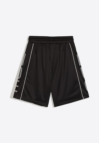 Bershka Široke hlačnice Hlače | črna barva