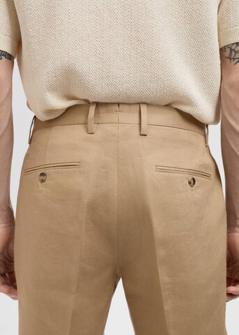MANGO MAN Slim fit Pleated Pants 'Amalfi' in Beige