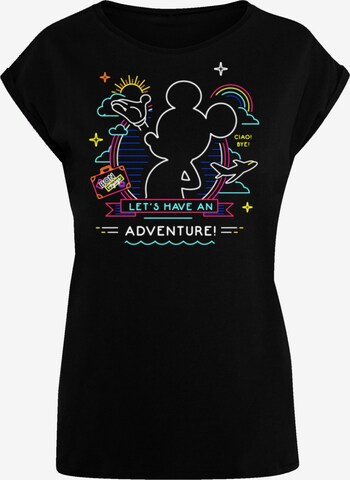 F4NT4STIC Shirt 'Disney Micky Maus Neon Adventure' in Zwart: voorkant