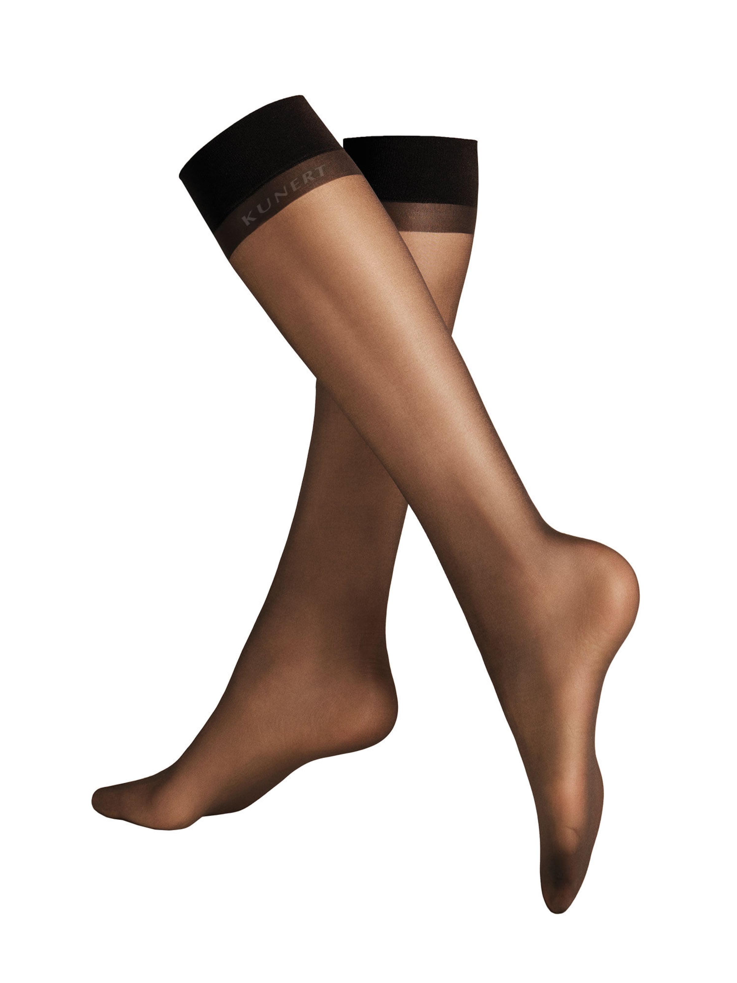 KUNERT Kniestrümpfe 'Perfect Shine 15' in Schwarz: Vorderseite