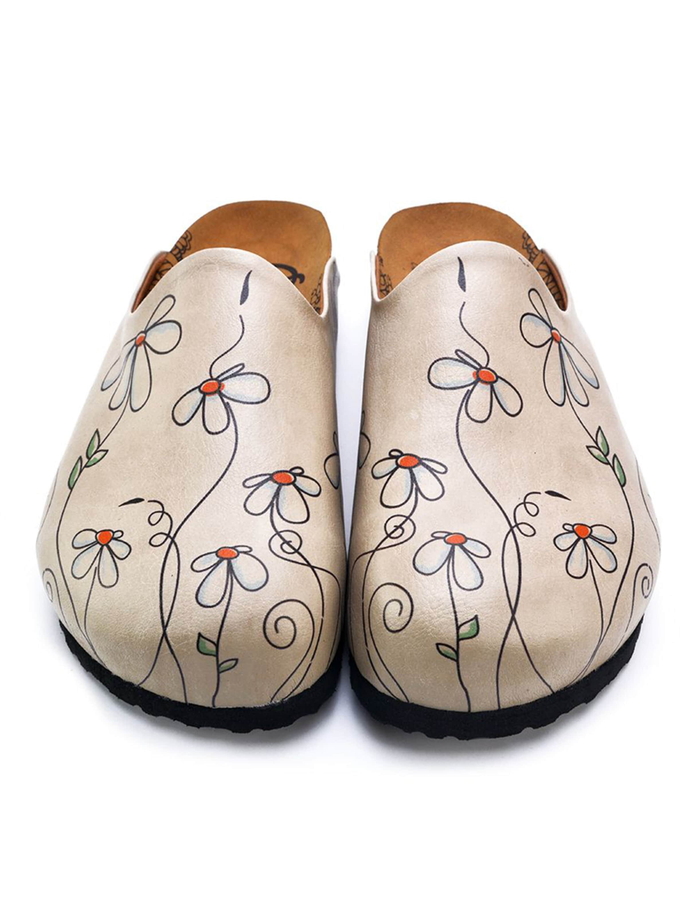 Sabots 'Women shoes Goby-Calceo mules with daisies CAL1410' Goby en blanc