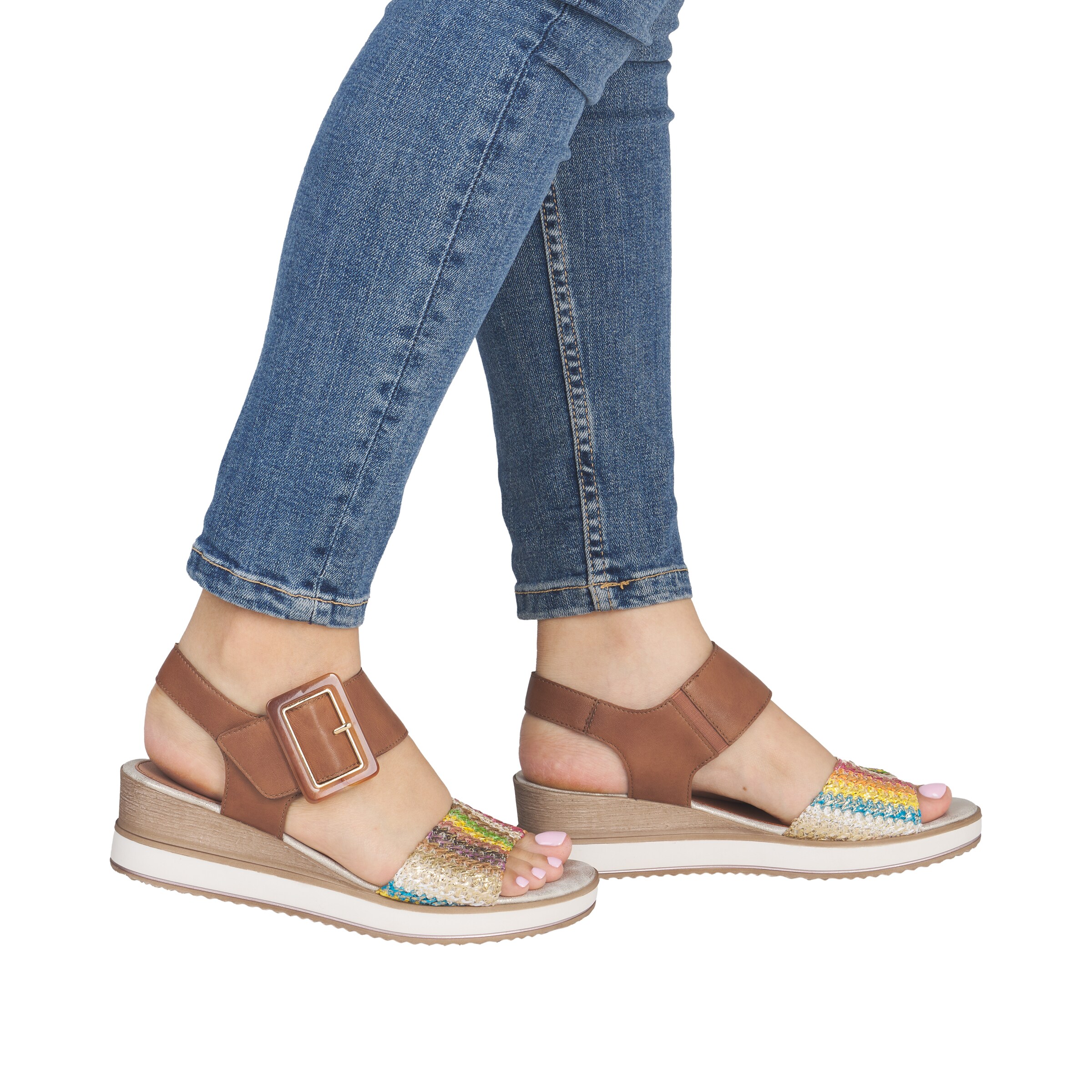 REMONTE Strap Sandals in Brown: front