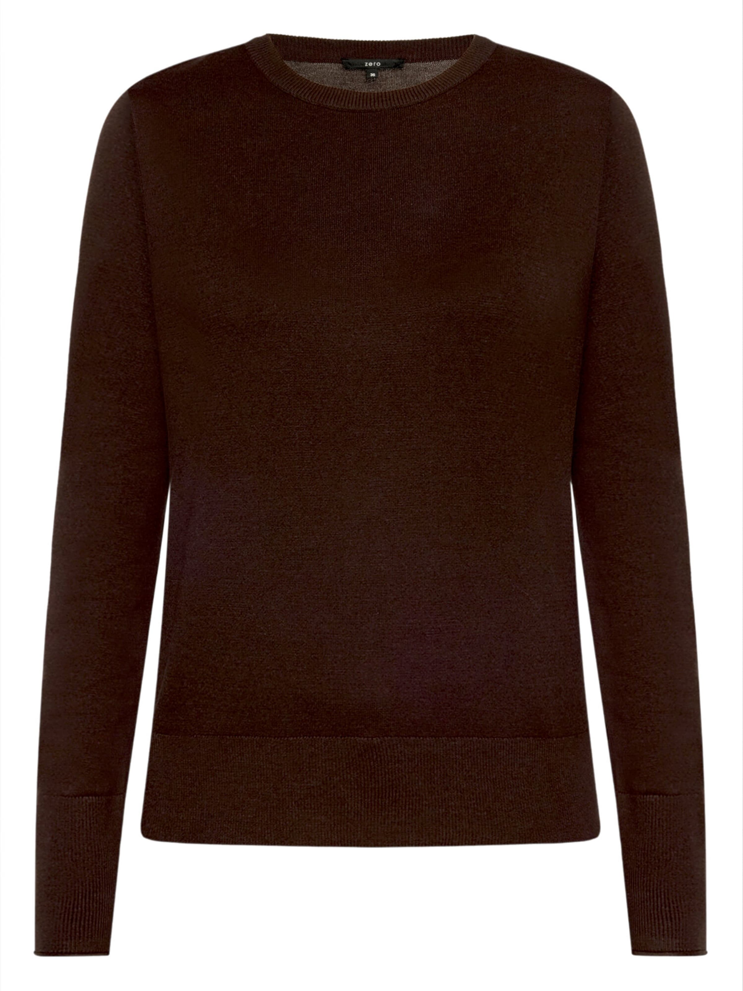zero Feinstrickpullover mit Stehkragen in Braun: Vorderseite