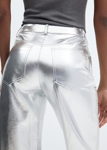 MANGO Regular Broek in Zilver