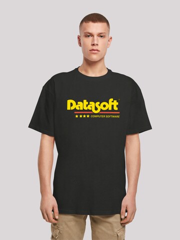 F4NT4STIC Shirt 'DATASOFT Logo yellow Retro Gaming SEVENSQUARED' in Zwart: voorkant