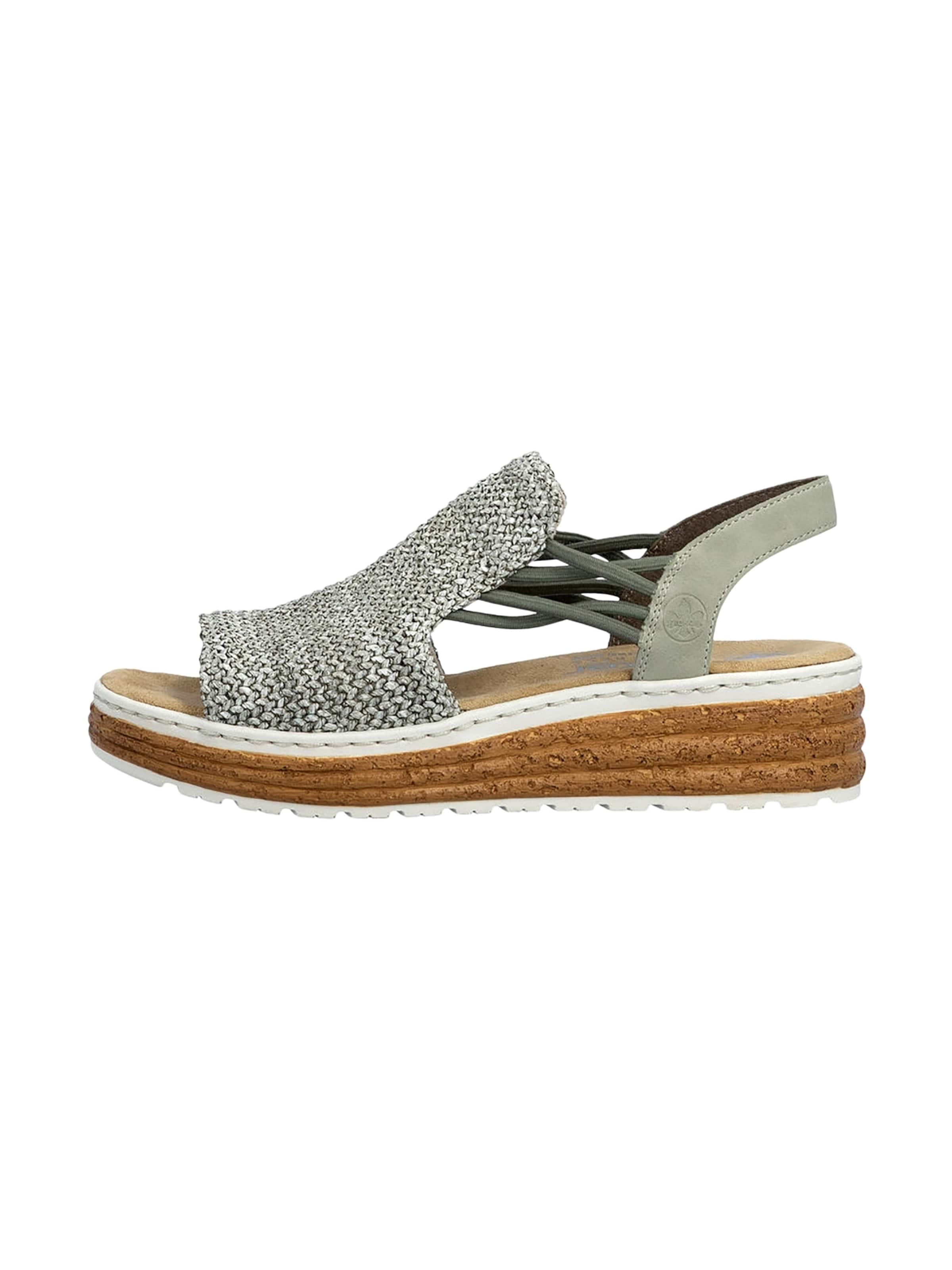 Sandales 'Santiago Sandalen mit Keilabsatz und Gummizug' Rieker en vert