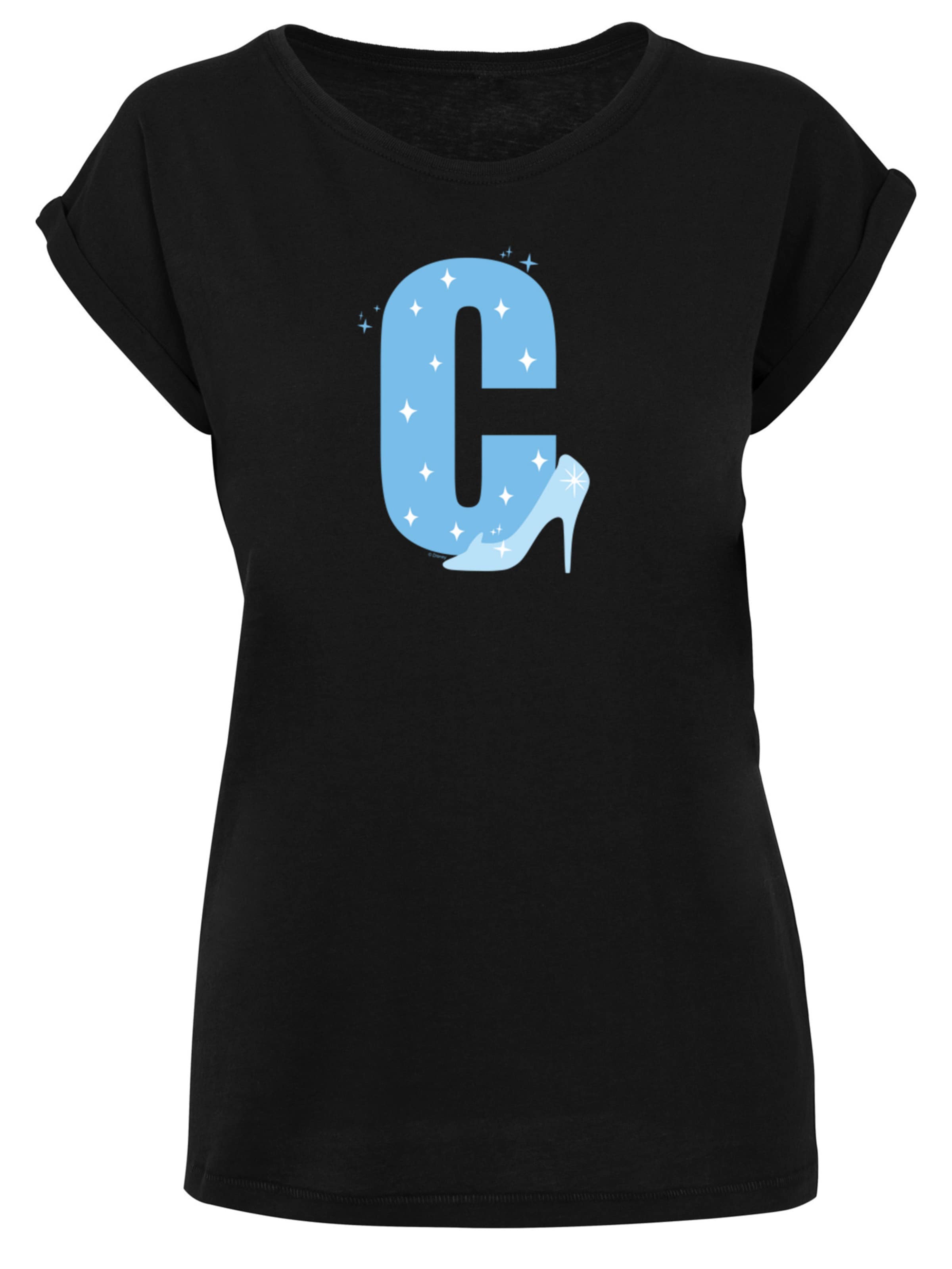 F4NT4STIC T-Shirt 'Disney Alphabet C Is For Cinderella' in Schwarz: Vorderseite