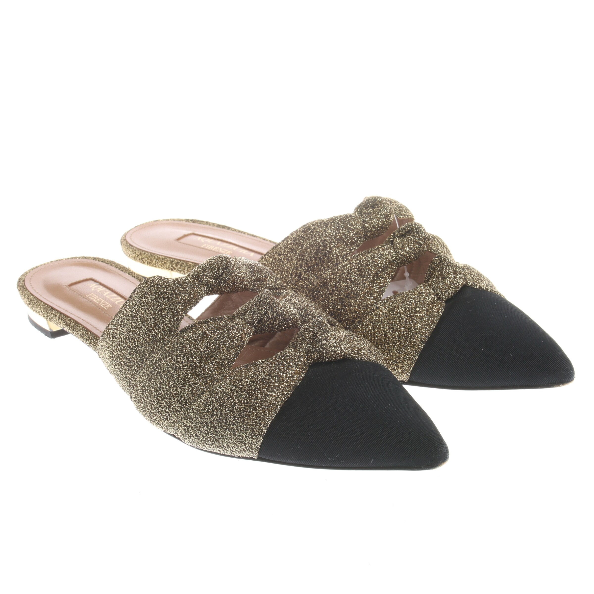 Aquazzura Flats & Loafers in 36 in Silver: front