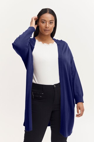 Fransa Curve Knit Cardigan 'BLUME' in Blue: front