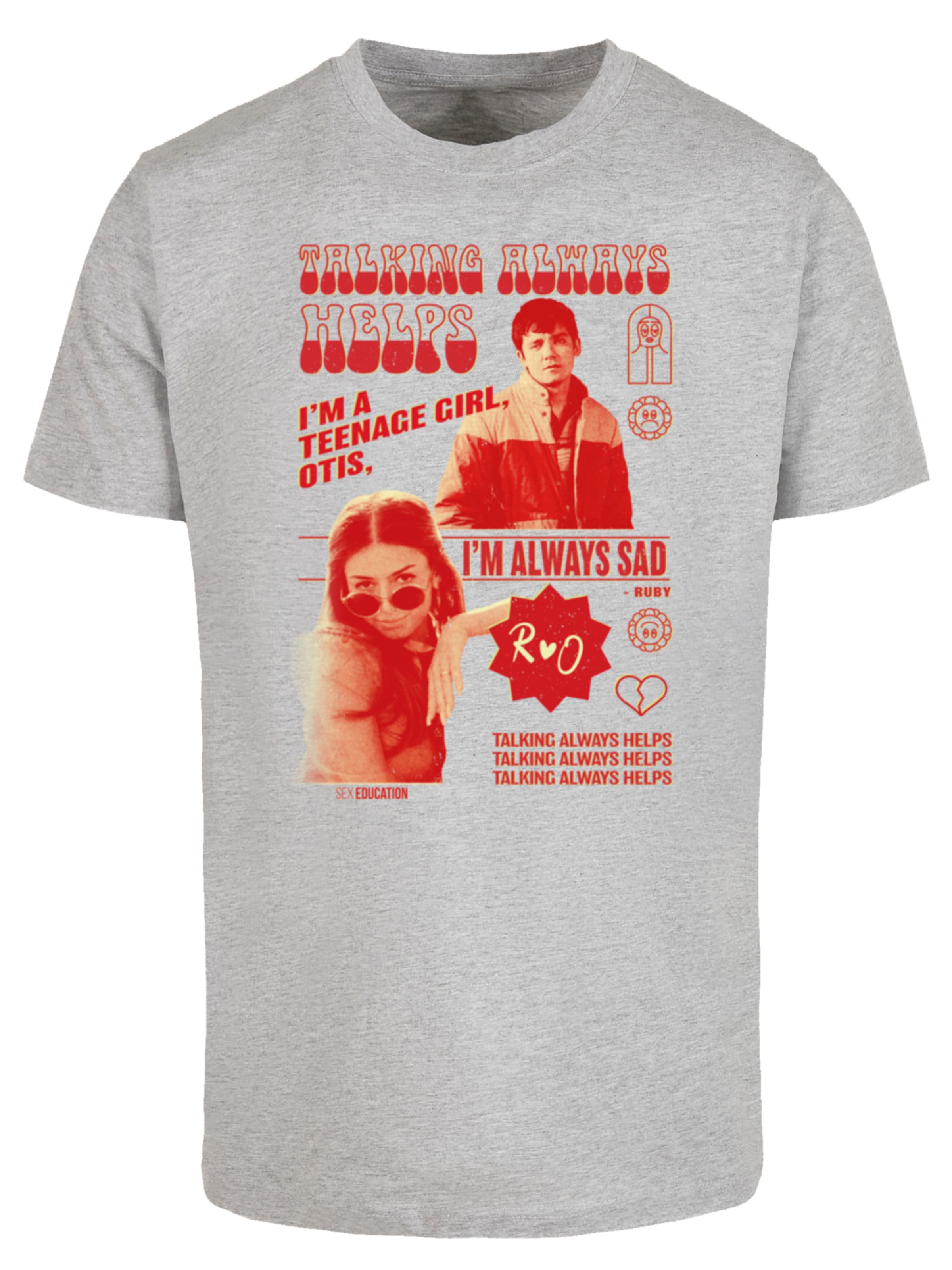 F4NT4STIC T-Shirt 'Sex Education Otis Talking Helps Netflix TV Series' in Grau: Vorderseite