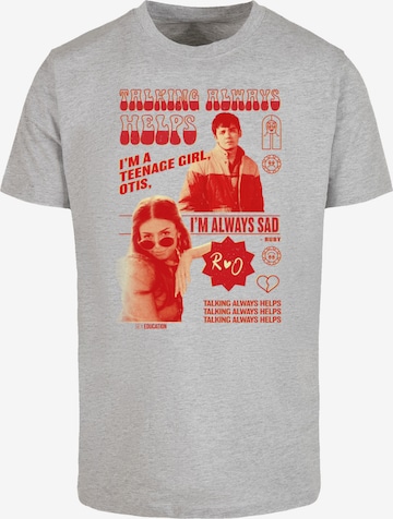 F4NT4STIC Shirt 'Sex Education Otis Talking Helps Netflix TV Series' in Grijs: voorkant