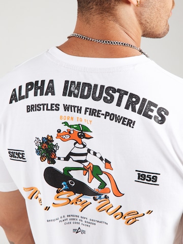 ALPHA INDUSTRIES Футболка 'Sky Wolf' в Белый