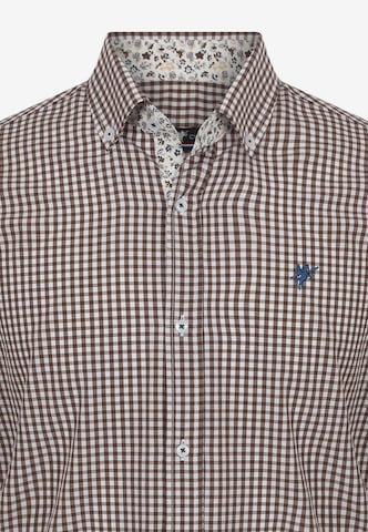 DENIM CULTURE Regular fit Button Up Shirt 'Harvey' in Brown