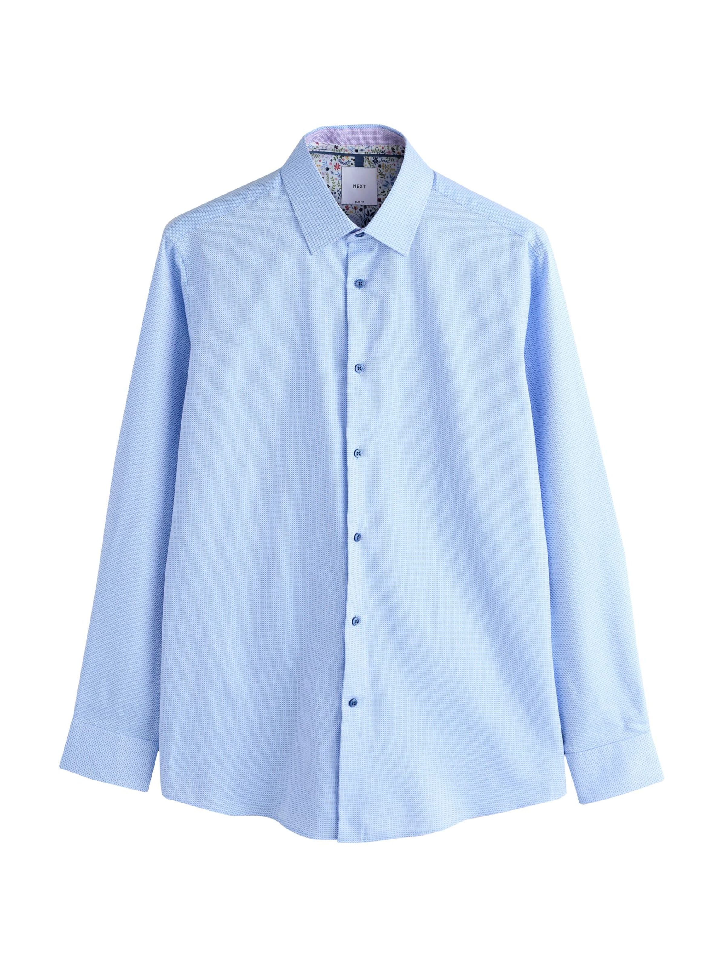 Next Слим Рубашка в Синий: спереди