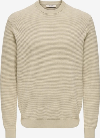 Only & Sons Sweter 'ONLY & SONS ONSDAVE REG LS CREW NECK KNIT NOOS MAGLIONCINO' w kolorze beżowy: przód
