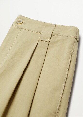 MANGO Loose fit Pleat-Front Pants 'Mint' in Beige