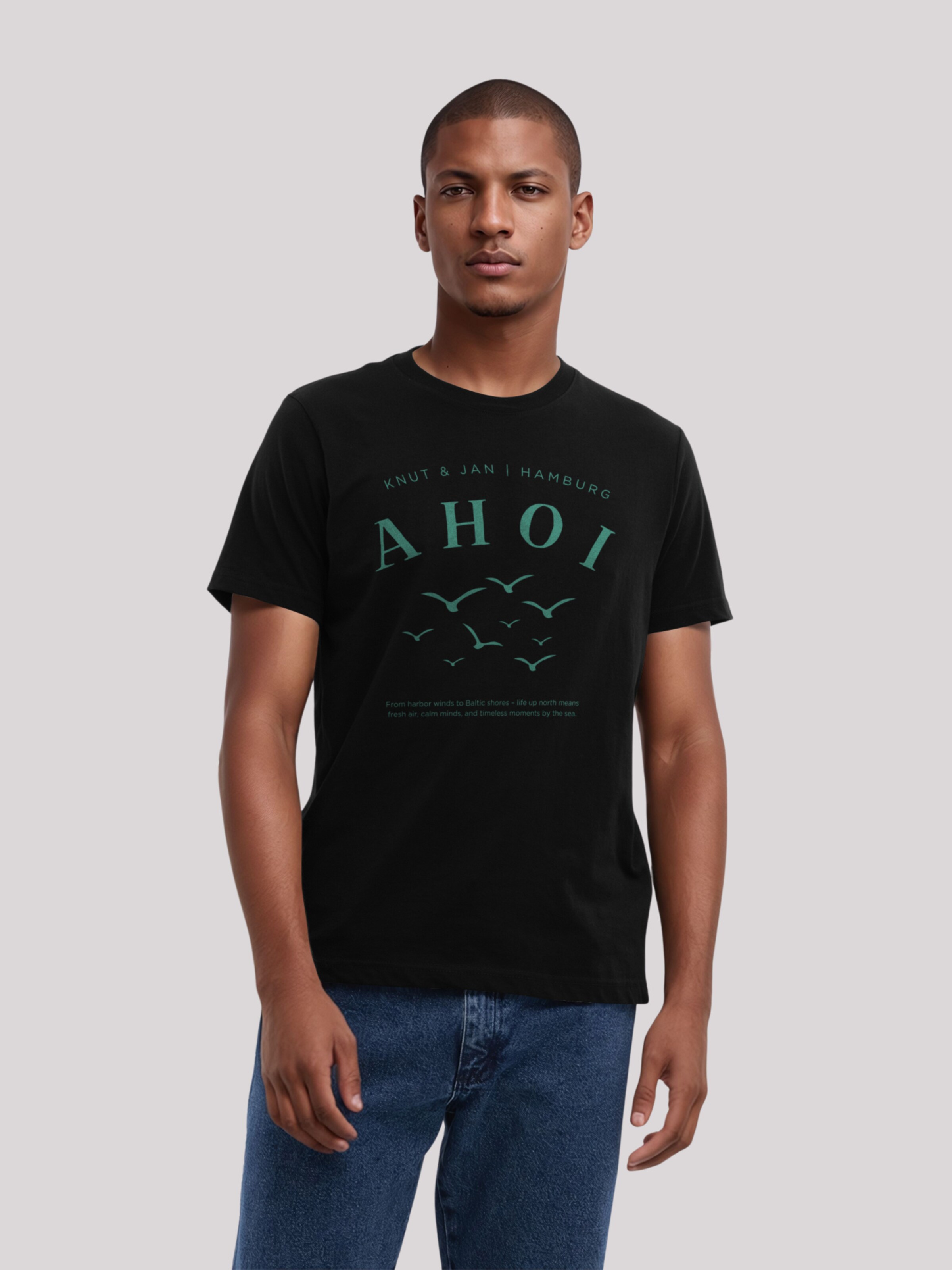 F4NT4STIC Shirt 'Ahoi Möwe Knut und Jan' in Black: front
