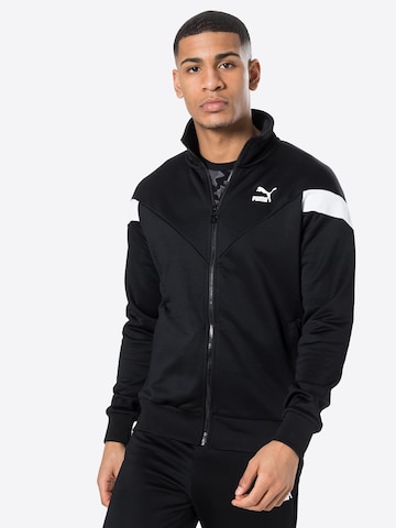 PUMA Zip-Up Hoodie in Black: front