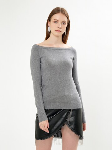 Influencer Pullover in Grau: predná strana