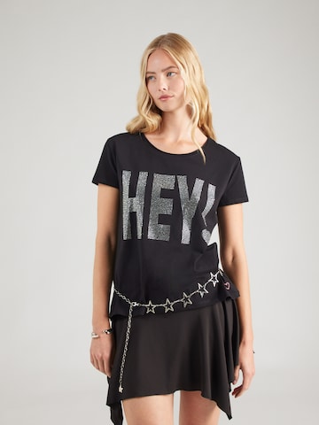 miss goodlife - Camisa 'HEY!' em preto: frente
