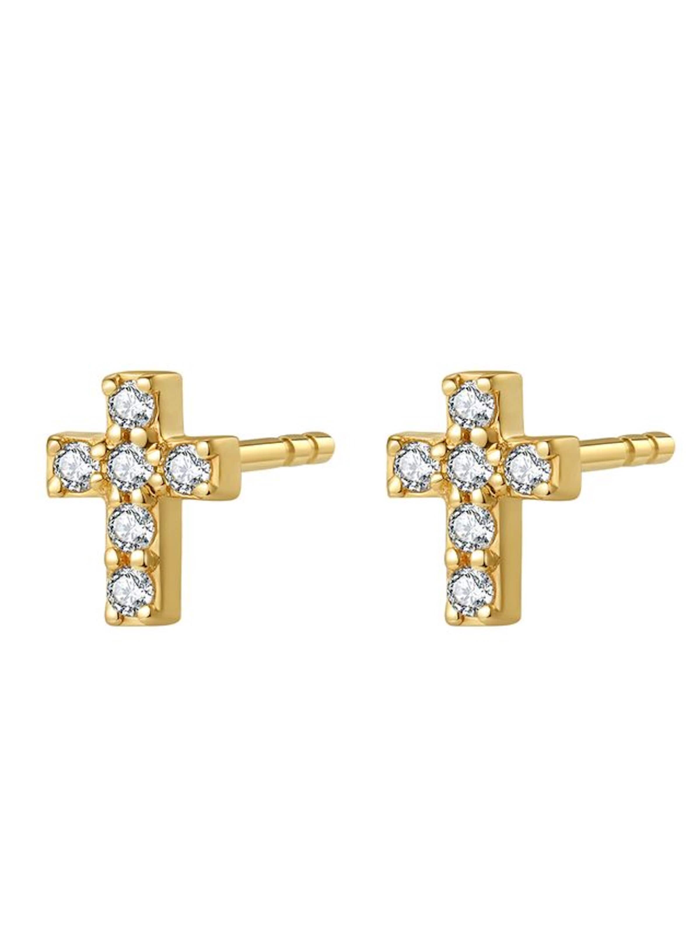 Dear Me Earrings 'Grace Cross' in Gold: front