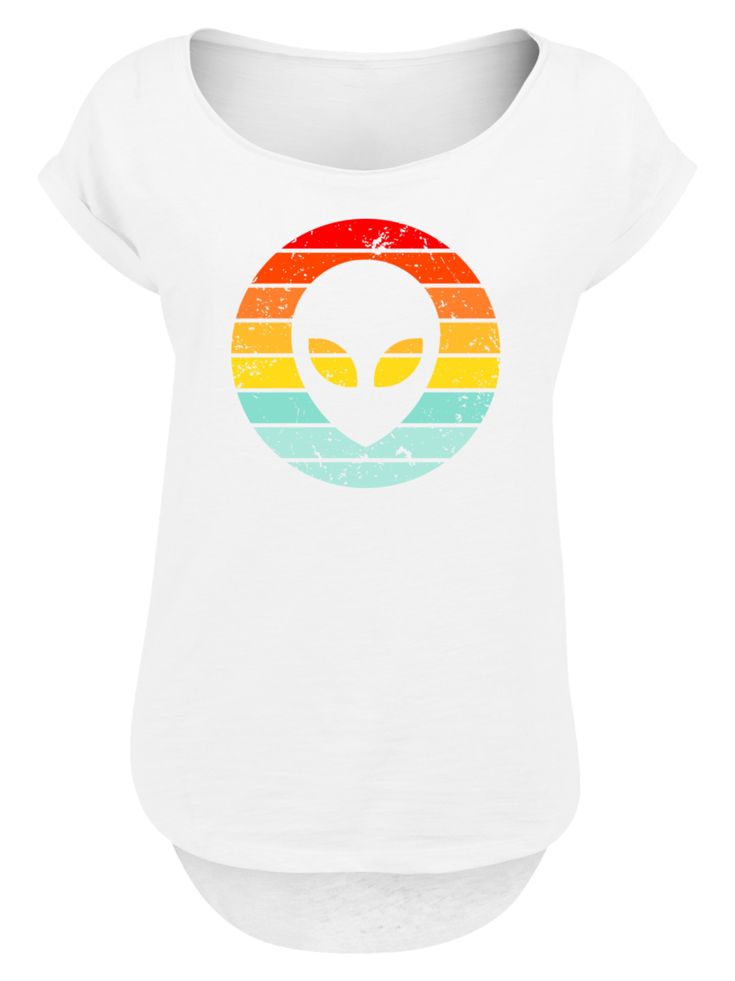 F4NT4STIC Shirt 'Alien Retro Sonnenuntergang' in White: front