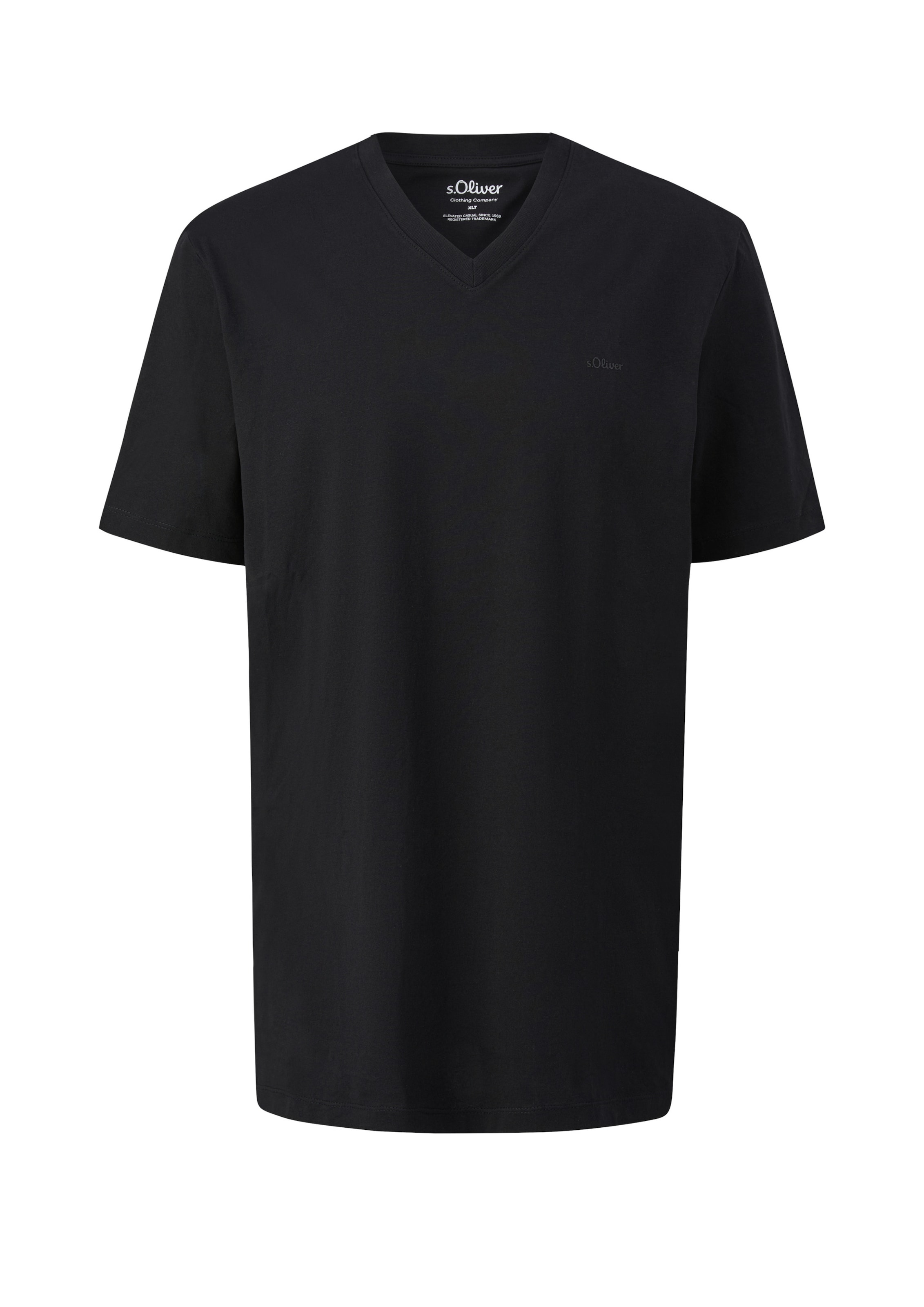 s.Oliver Men Big Sizes T-Shirt in Schwarz: Vorderseite