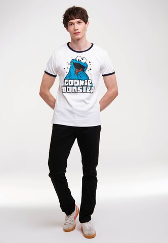 LOGOSHIRT Shirt 'Cookie Monster' in Wit
