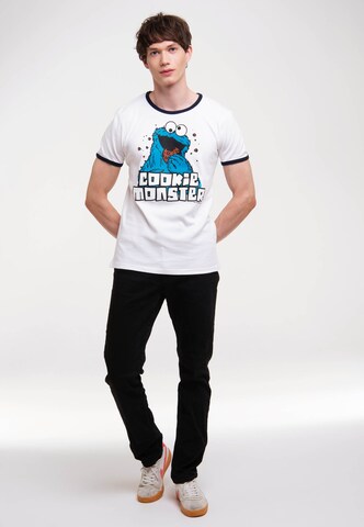 LOGOSHIRT Shirt 'Cookie Monster' in White