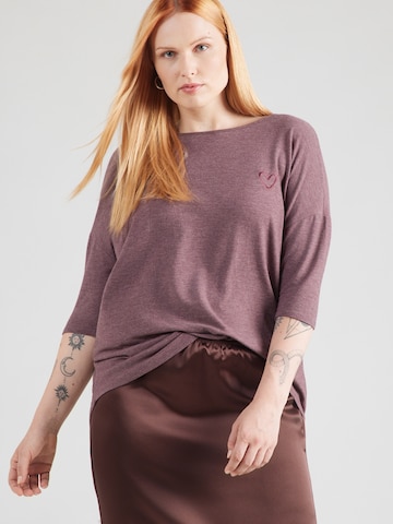 ONLY Carmakoma Majica 'CARLAMOUR' | rjava barva: sprednja stran