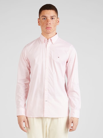 TOMMY HILFIGERSlim Fit Košulja 'Flex' - roza boja: prednji dio