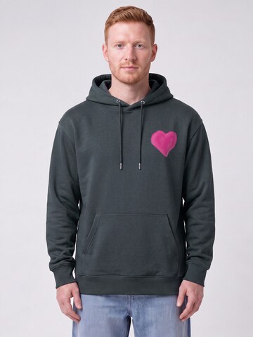 Watapparel Sweatshirt 'Pink Heart' in Grijs: voorkant