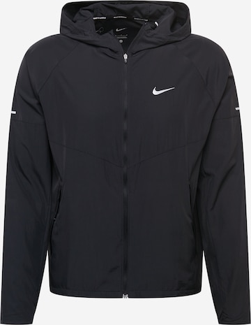 NIKE Athletic Jacket in Black: front