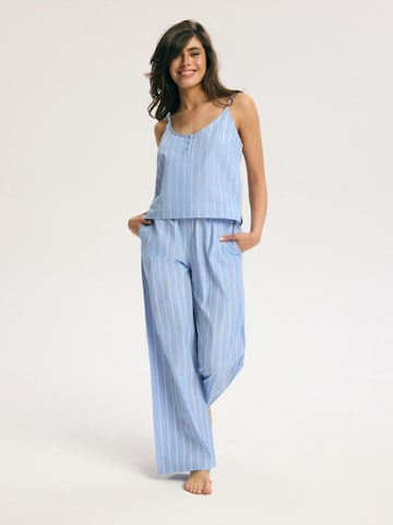 regular Pantaloni 'Sweathose Wide Leg Gummibund Baumwollmix atmungsaktiv weich Bridget' di ESOTIQ in blu: frontale