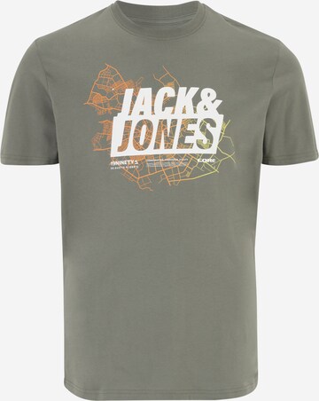 Jack & Jones Plus - Camisa 'Map' em verde: frente