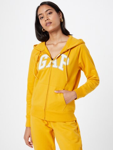 GAP Zip-Up Hoodie 'FASH' in Yellow: front