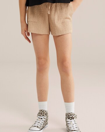 WE Fashion Свободный крой Штаны в Бежевый: спереди